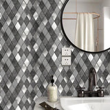 Stone mixed Metal Diamond Mosaic Tile Backsplash  | Stick On Wall Tiles