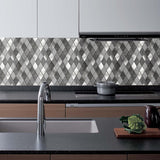 Stone mixed Metal Diamond Mosaic Tile Backsplash  | Stick On Wall Tiles