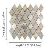 Stone mixed Metal Diamond Mosaic Tile Backsplash  - Beige  | Stick On Wall Tiles