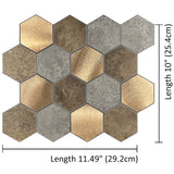 Peel and Stick Premium Wall Tiles    Metal and Stone Hexagon