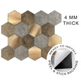 Peel and Stick Premium Wall Tiles    Metal and Stone Hexagon