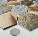 Peel and Stick Premium Wall Tiles    Metal and Stone Hexagon