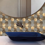 Peel and Stick Premium Wall Tiles    Metal and Stone Hexagon