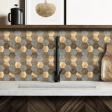 Peel and Stick Premium Wall Tiles    Metal and Stone Hexagon