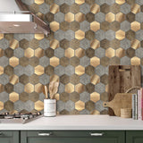 Peel and Stick Premium Wall Tiles    Metal and Stone Hexagon