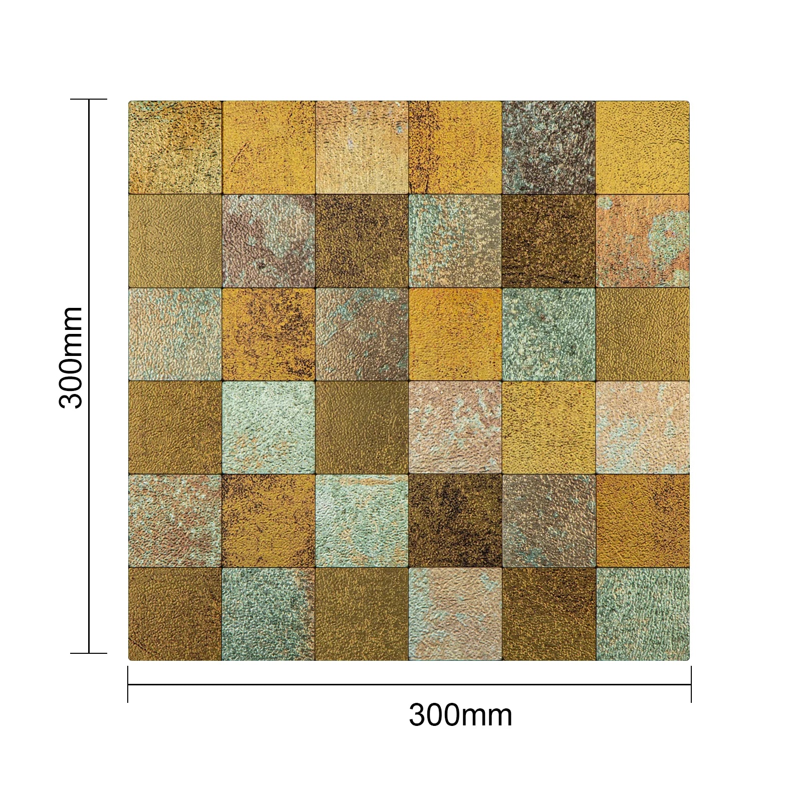 Pack of 4 PS Acoustic Slat Panel, 3 side cover, PET + PS Slat. Size: 600 x 2400 mm – Beige Gold Vein Dot