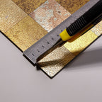 Pack of 4 PS Acoustic Slat Panel, 3 side cover, PET + PS Slat. Size: 600 x 2400 mm – Beige Gold Vein Dot