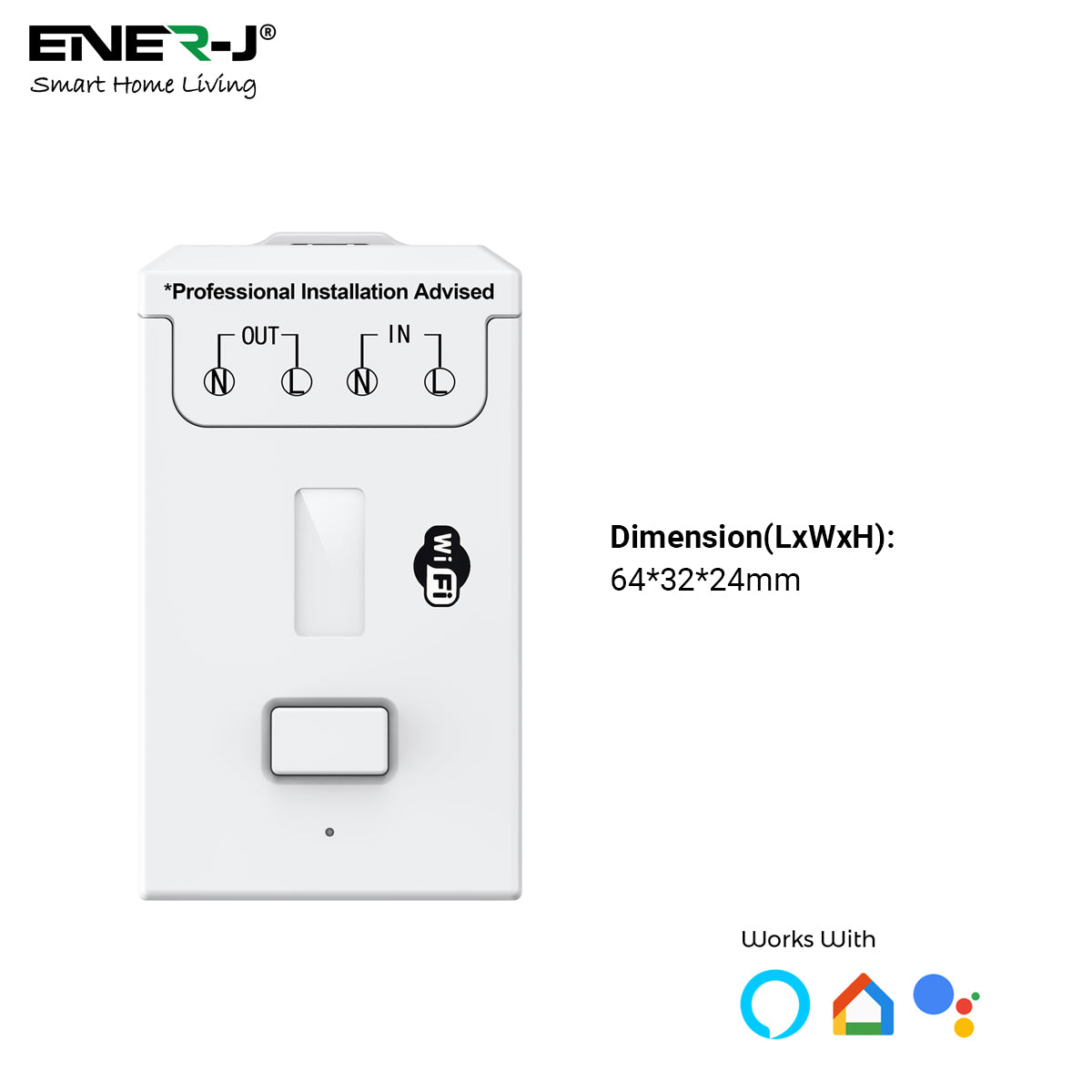 Wireless & Batteryless Kinetic Grid Switch,Pro + 500W RF + WiFi Receiver (can fit into MK plate)