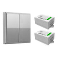 ENER-J 2 Gang Wireless Kinetic Switch Non Dimmable (silver body) + 2 x 500W RF Receiver