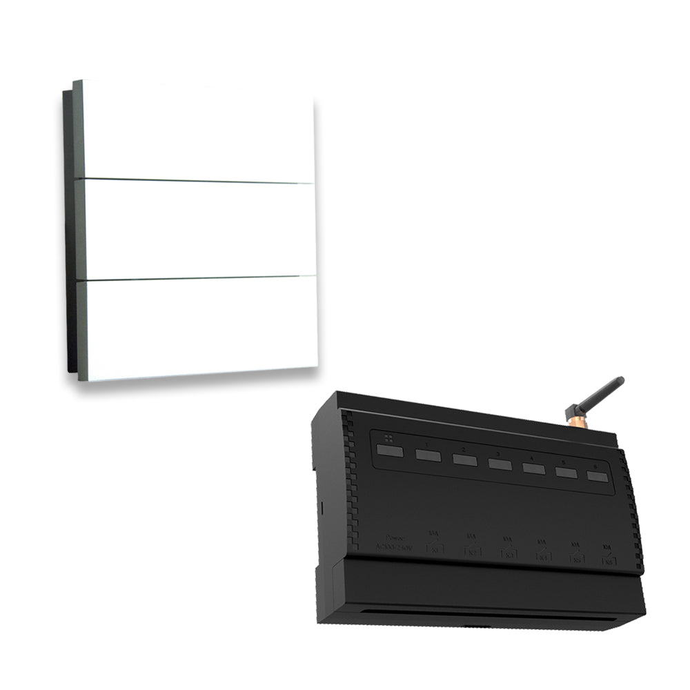 ENER-J 6 Gang Wireless Kinetic Switch, On/Off Wall Switch + 6 Circuit RF WIFI Receiver Max Load 16Ax2 + 10Ax4, 6 Circuits