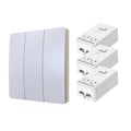 Ener-J 3-Gang Wireless Kinetic Light Switch, White, Self-Powered, IP65 Waterproof (Pro Series) with 3 X 500W RF Non-Dimmable Receiver Module