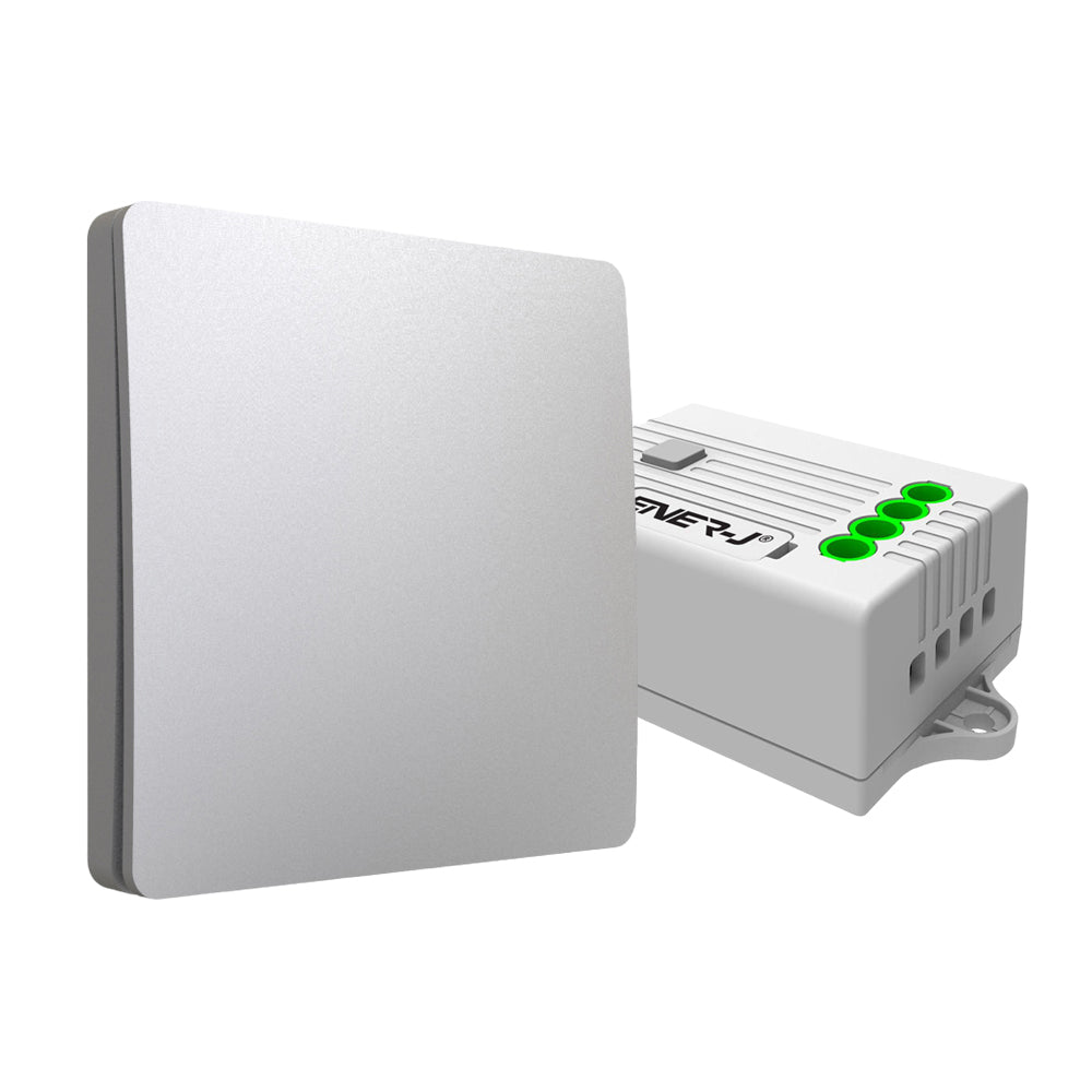 Kinetic Rj100 1 Gang Wireless Kinetic Switch Silver with 500W RF Receiver