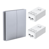 ENER-J 2 Gang Wireless Kinetic Switch, Silver + 2 units of 500W RF Receiver