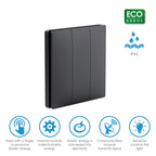Wireless Kinetic 3 Gang Switch ECO SERIES (Black body) with 3 Non Dimmable 5A RF Receivers. No Wiring, No Batteries, No Drilling Holes