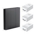 Wireless Kinetic 3 Gang Switch ECO SERIES (Black body) with 3 Non Dimmable 5A RF Receivers. No Wiring, No Batteries, No Drilling Holes