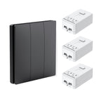 Wireless Kinetic 3 Gang Switch ECO SERIES (Black body) with 3 Non Dimmable 5A RF Receivers. No Wiring, No Batteries, No Drilling Holes