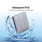 Wireless Kinetic 3 Gang Switch ECO SERIES (Silver body) with 3 Non Dimmable 5A RF Receivers. No Wiring, No Batteries, No Drilling Holes