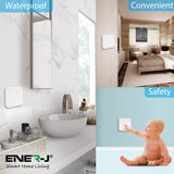 Ener-J 1-Gang Wireless Kinetic Light Switch & 500W Receiver Kit, White, Self-Powered, IP65 Waterproof (Pro Series)