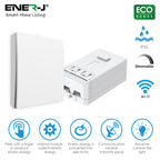 Ener-J 1-Gang Wireless Kinetic Switch & 100W WiFi Dimmable Receiver Kit, White, Battery-Free & Smart Dimming