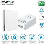 Ener-J 1-Gang Wireless Kinetic Switch & 100W WiFi Dimmable Receiver Kit, White, Battery-Free & Smart Dimming