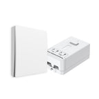 White electronic Wireless Kinetic Switch & 500W WiFi Receiver Kit with connectors on a white background