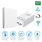 Ener-J 1-Gang Wireless Kinetic Switch & 500W WiFi Receiver Kit, White, Battery-Free & No Wiring