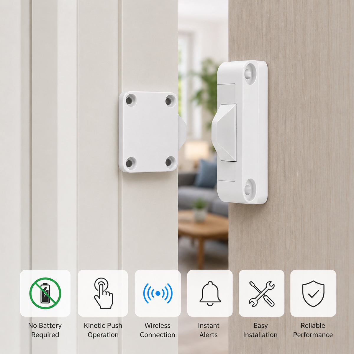 Ener-J Wireless Kinetic Door Switch Battery-Free White Finish Light Control Switch