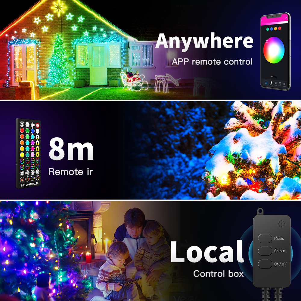 ENER-J Smart WiFi RGB Fairy Lights 5M, Alexa & Google Compatible, Music Sync LED String Lights with Remote, USB Powered, Flexible Copper Wire, Dimmable Multicolour Lighting | Single pack