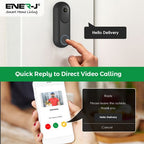 Ener-J Flexi Smart Video Doorbell, 1080p HD, Wired or Wireless Battery Powered, Indoor USB Chime