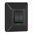 2 Gang Self-Powered Wireless Grid Switch with Backplate – Black Finish (Eco Series)