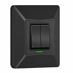 2 Gang Self-Powered Wireless Grid Switch with Backplate – Black Finish (Eco Series)