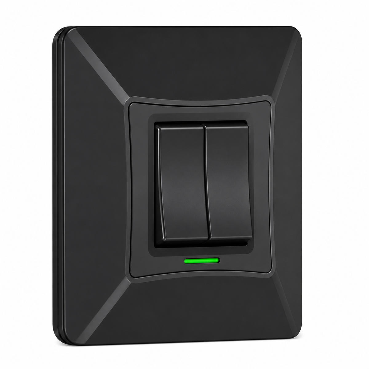 2 Gang Self-Powered Wireless Grid Switch with Backplate – Black Finish (Eco Series)
