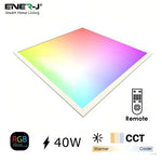Ener-J Smart RGB+CCT LED Ceiling Panel Light 600  x 600mm, 40W Backlit Panel, App, Remote & Voice Control
