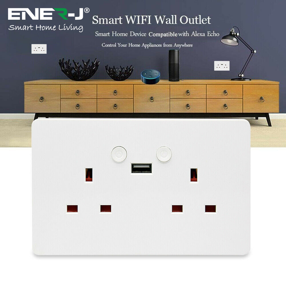 Smart WiFi Double Socket with USB |13A Twin Wall Socket with USB – ENER ...