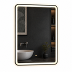 ENER-J Black Framed LED Bathroom Mirror 600x800mm – Hand Wave Sensor, 3 Colour Dimmable Front Light, Anti-Fog Demister, Aluminium Frame