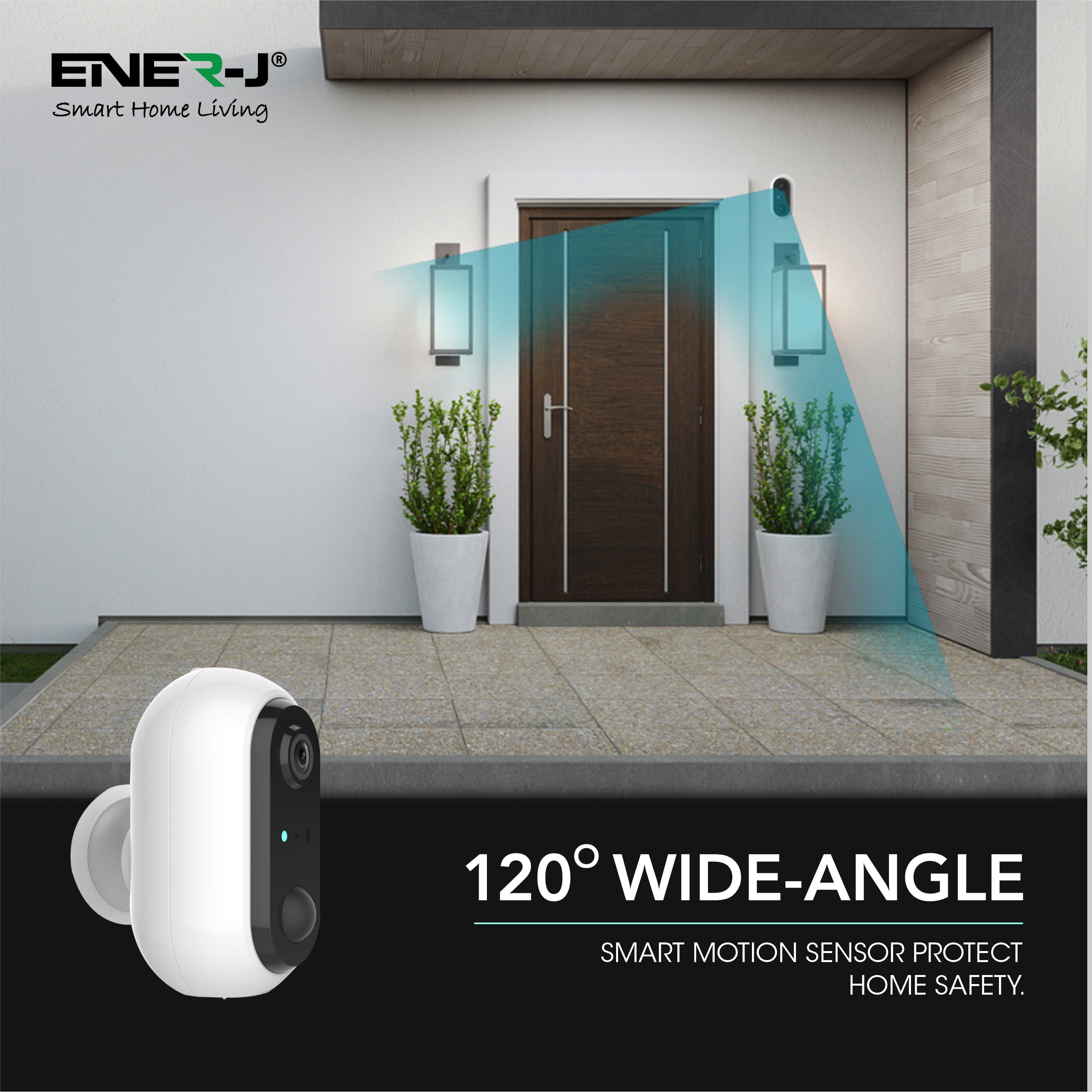 ENER-J Wireless 1080P Battery Security Camera with PIR Motion Detection, Two-Way Audio, Night Vision & IP65 Waterproof, Rechargeable, Magnetic Mount