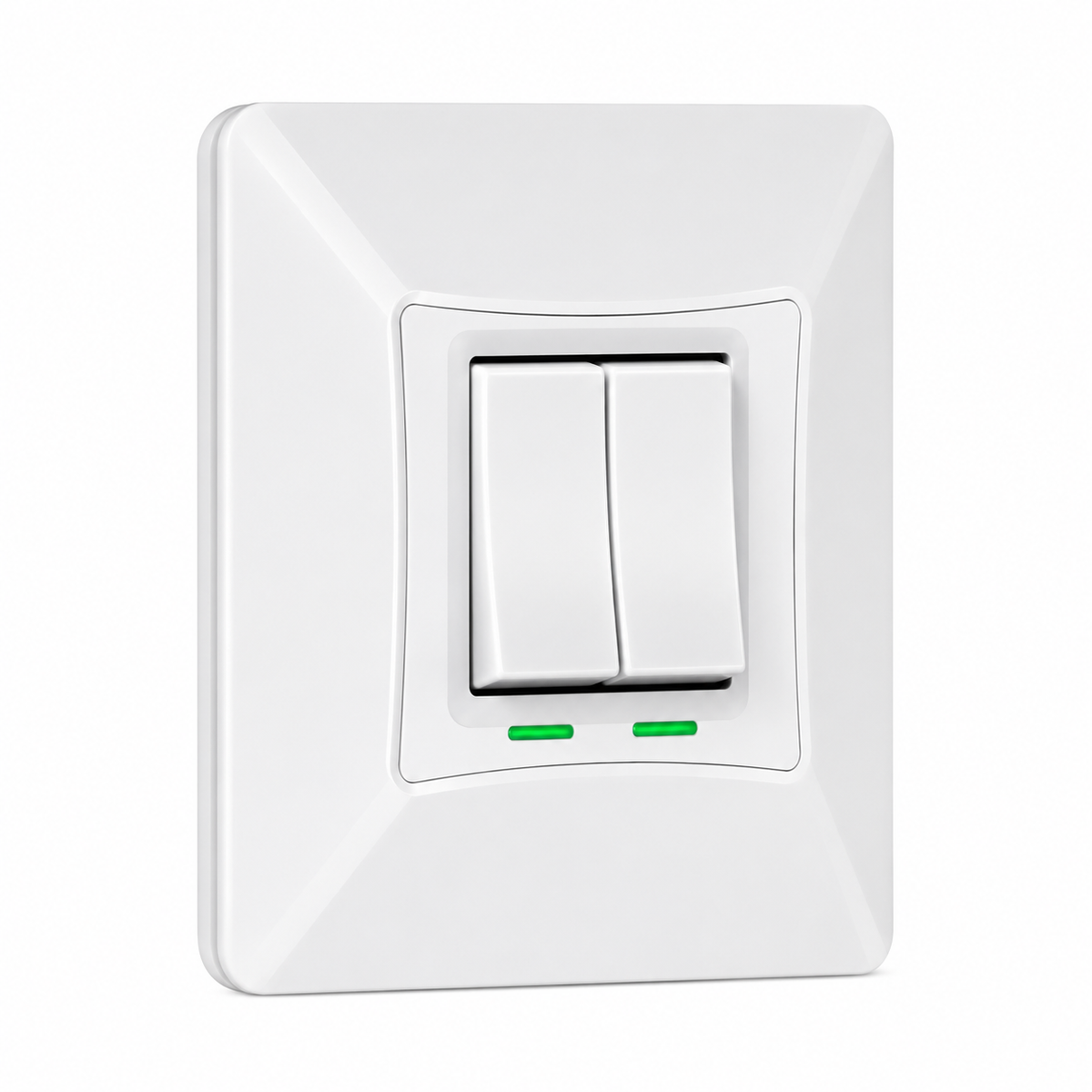 2 Gang Self-Powered Wireless Grid Switch with Backplate – White Finish (Eco Series)