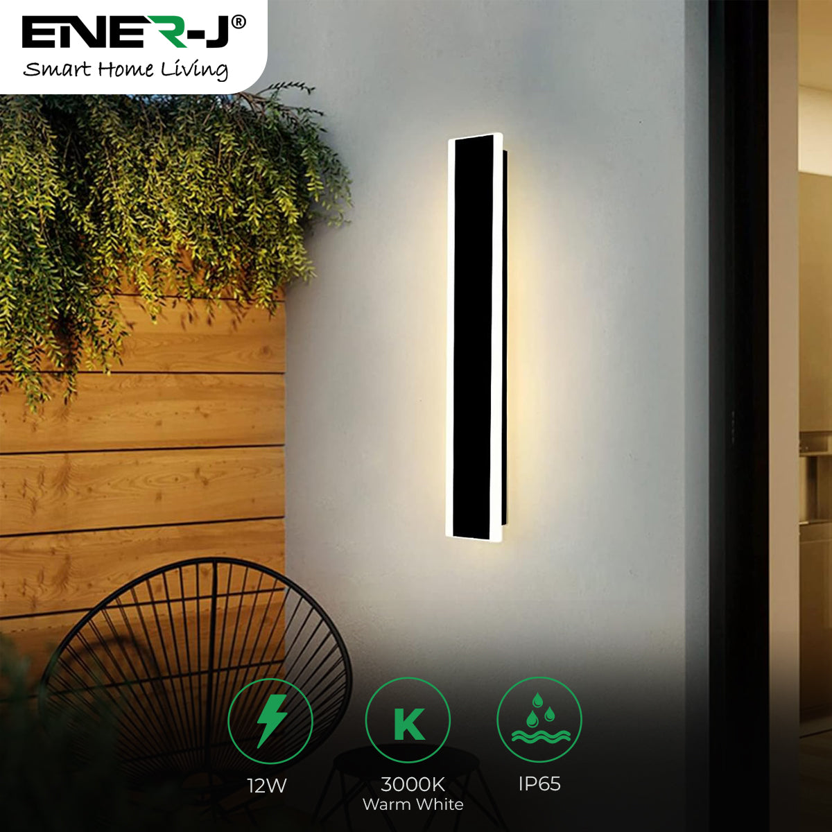 ENER-J 18W outdoor LED wall light with PIR motion sensor and IP65 waterproof protection