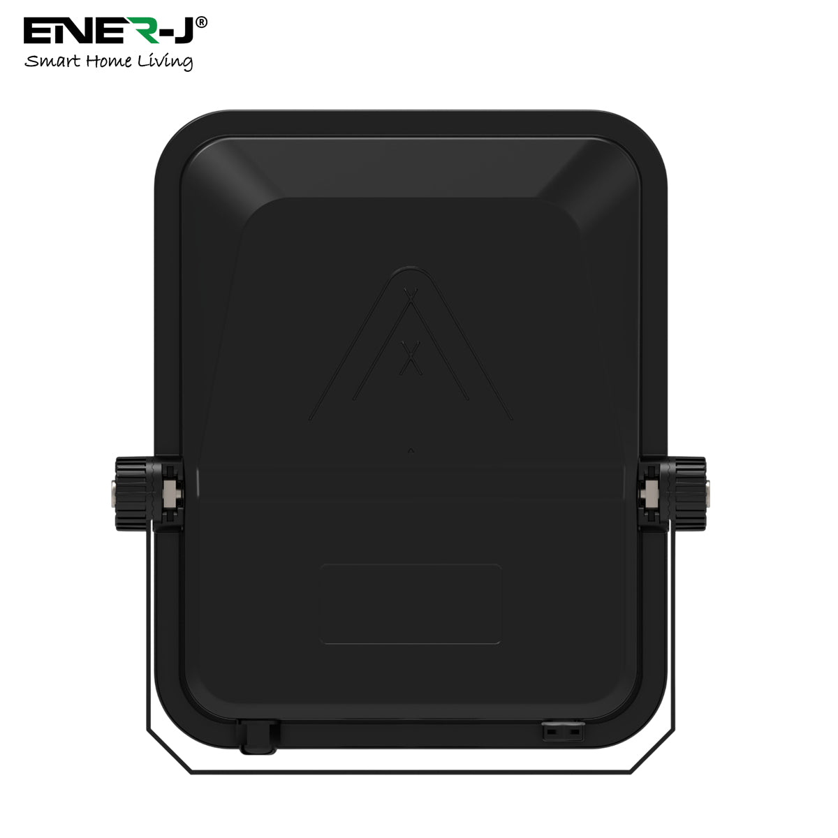 Black rectangular device with a central triangle symbol on a white background, featuring the Ener-J logo.