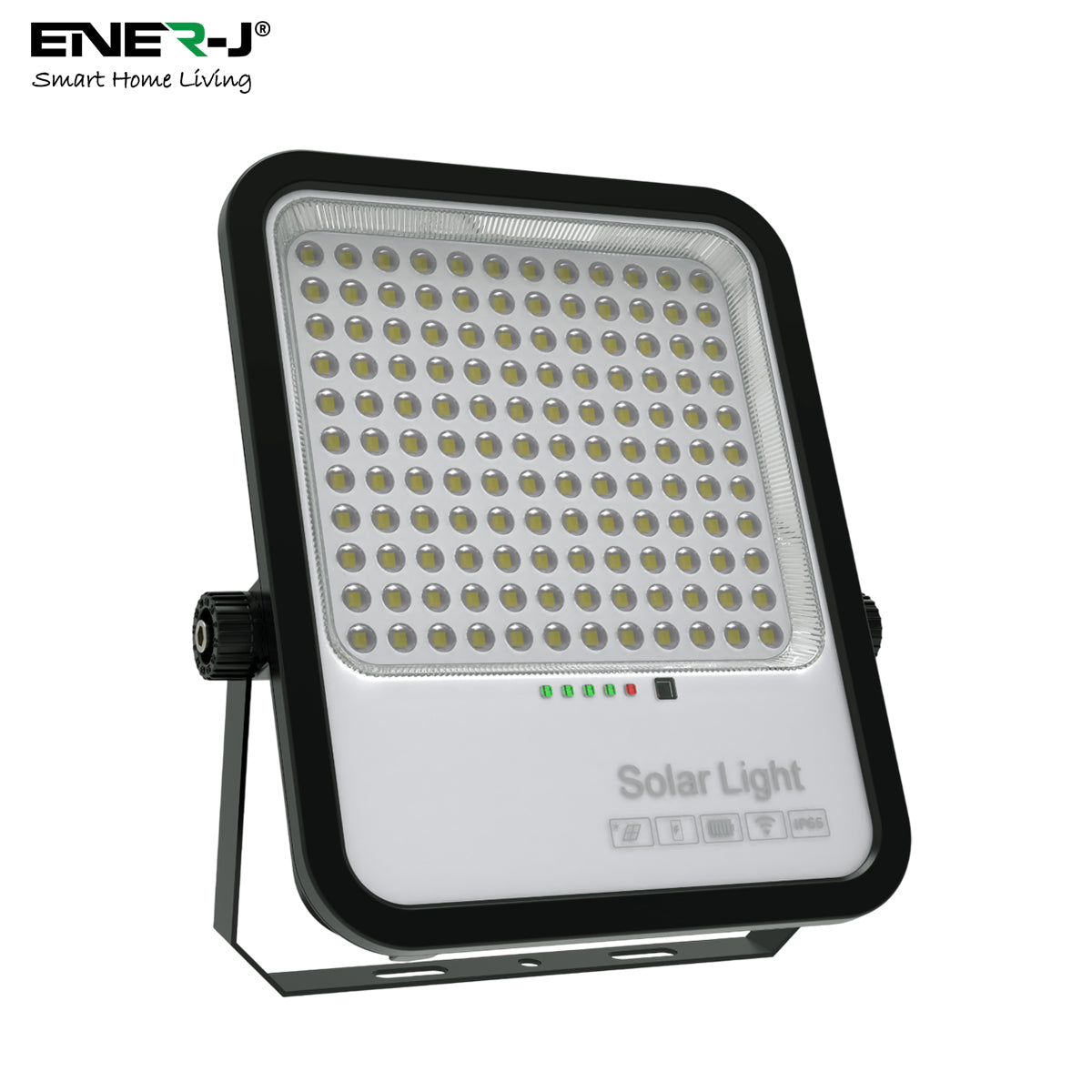 Solar light with LED panel on a white background, featuring the Ener-J brand.