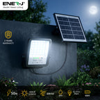 ENER-J 50W solar LED floodlight with solar panel and waterproof IP65 outdoor security lighting