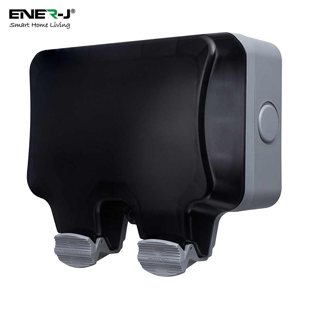 ENER-J IP65 outdoor double weatherproof socket with protective waterproof cover