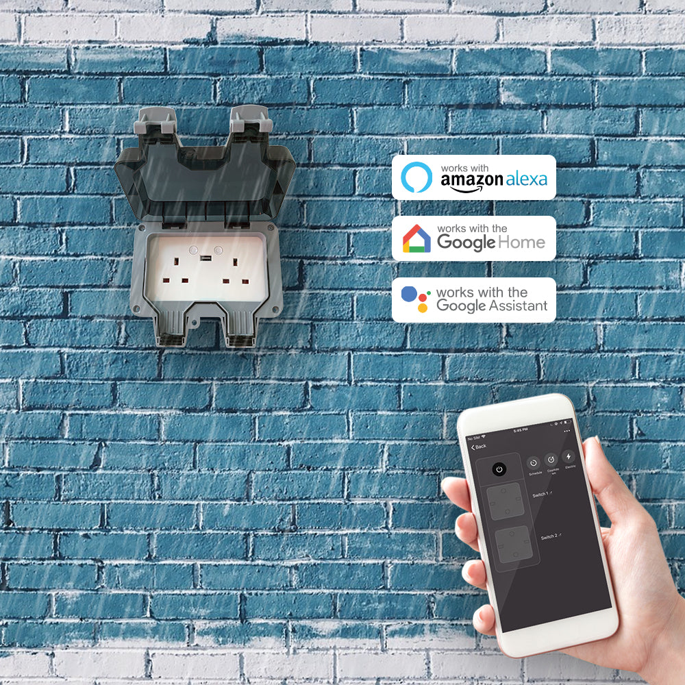 ENER-J outdoor smart WiFi socket compatible with Alexa Google Home and app control