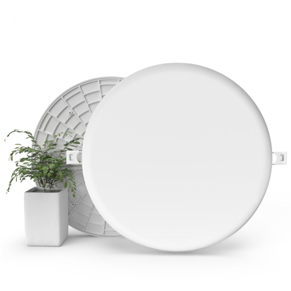 ENER-J WiFi dimmable LED panel light showing front and rear construction for smart ceiling installation