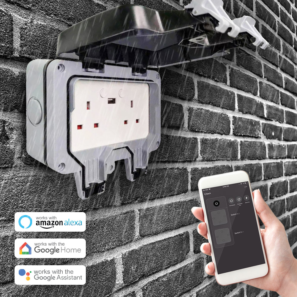 ENER-J weatherproof outdoor smart socket with Alexa Google Home and app control