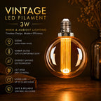 Ener-J G125 LED Filament Globe Bulb Pack of 4 E27 3W 2000K Amber