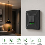 2 Gang Self-Powered Wireless Grid Switch with Backplate – Black Finish (Eco Series)