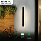 Ener-J PIR Sensor Outdoor LED Wall Light Motion Sensor Black IP65 18W Warm White 1000mm
