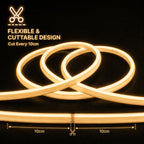 50M FCOB Neon Rope Light Kit, 10W/M, 800Lm/M, 3000K