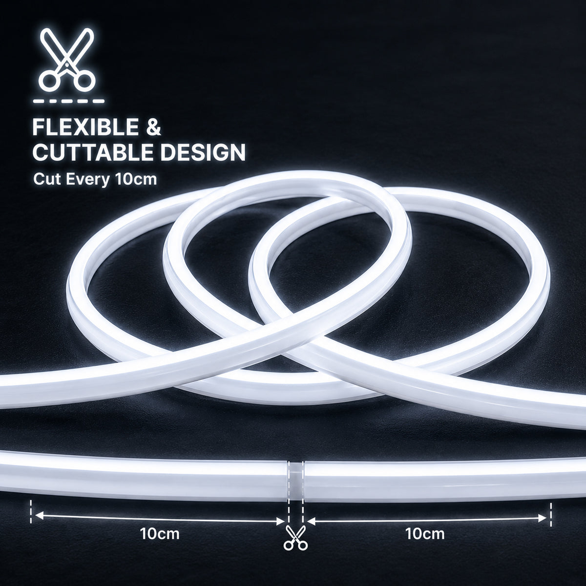50M FCOB Neon Rope Light Kit, 10W/M, 800Lm/M, 6500K